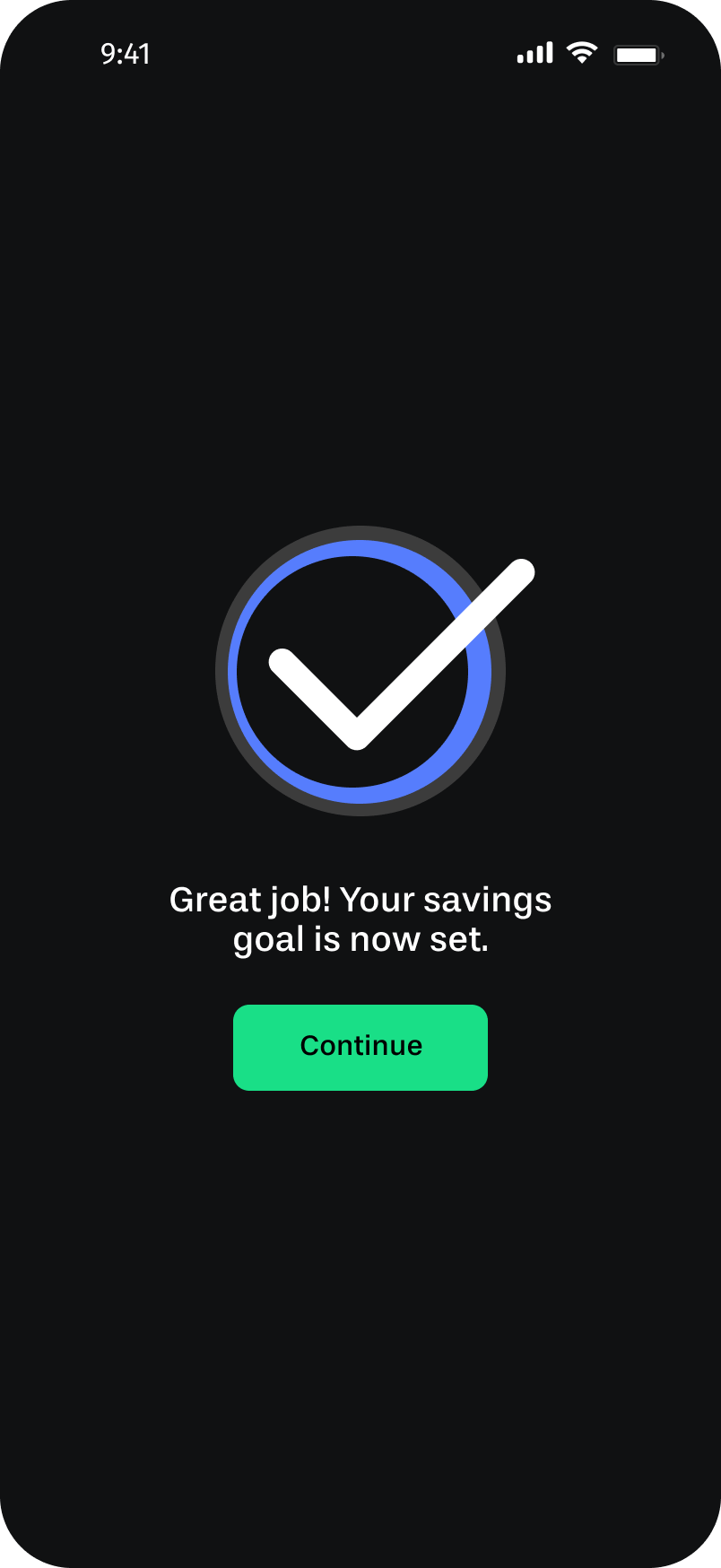 Goal set confirmation screen