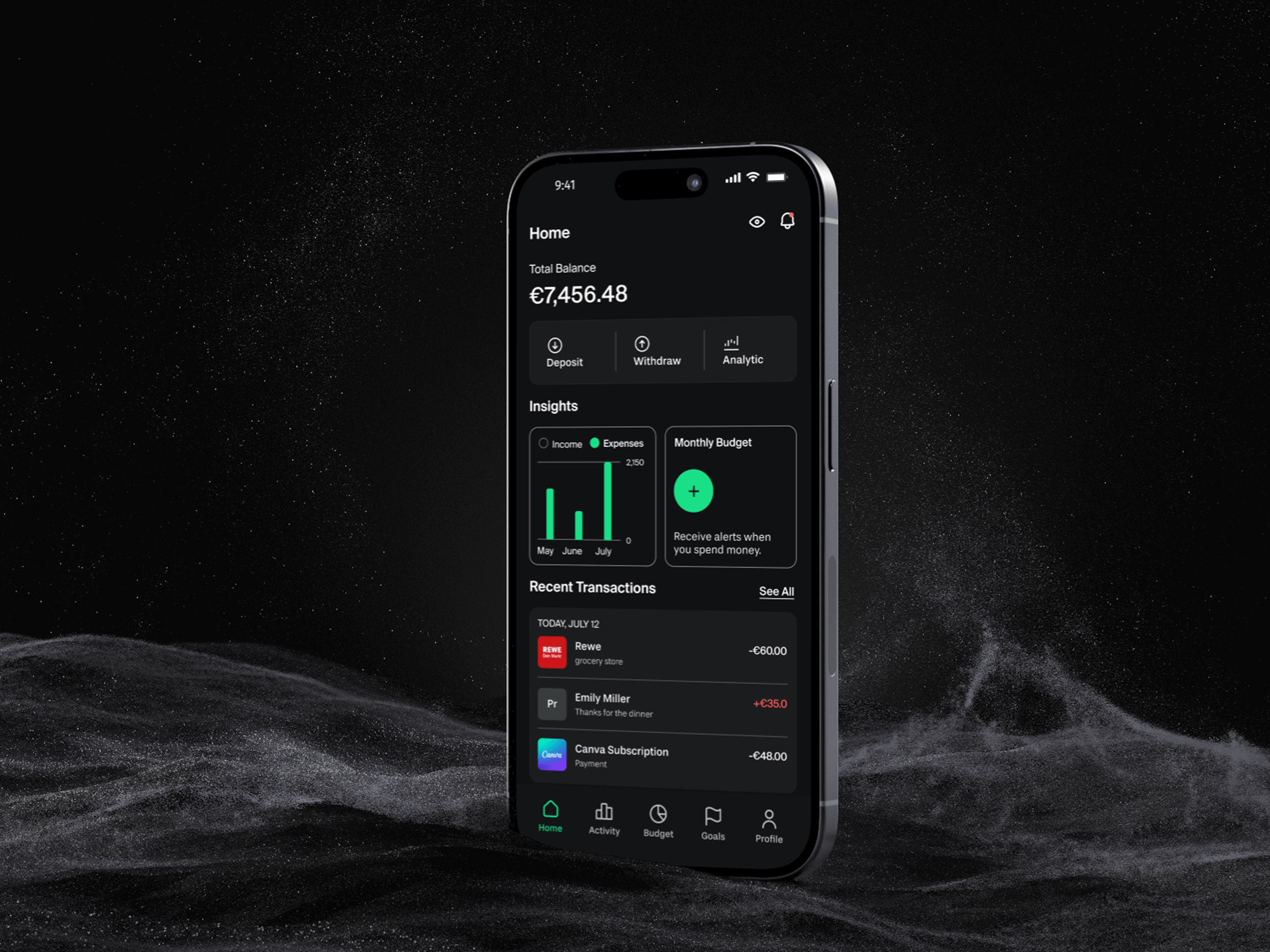 Grava app on a phone against a dark, starry field
