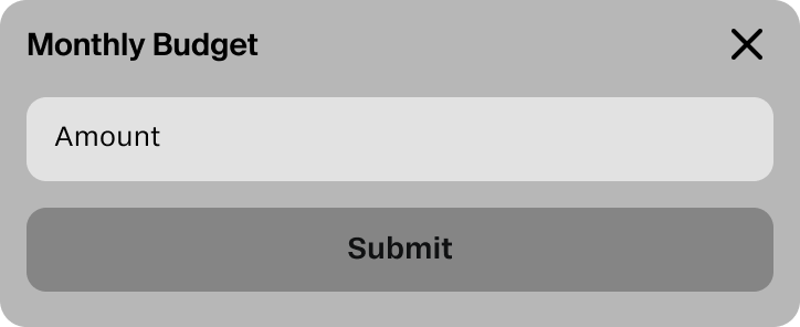 Monthly budget modal before — amount field only