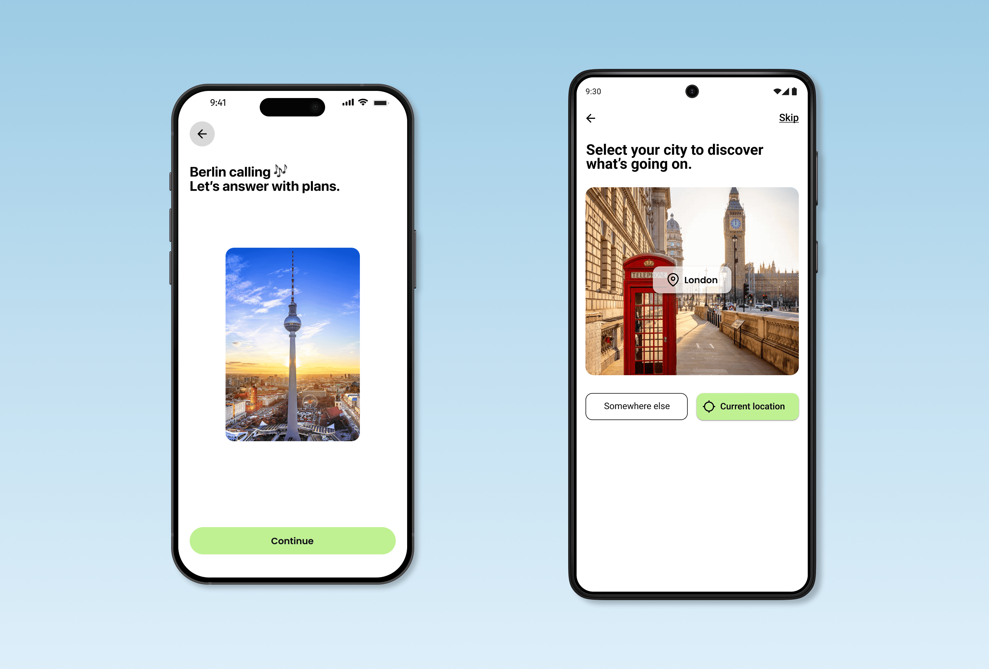 Onfoot onboarding shown side by side on an iPhone and an Android phone